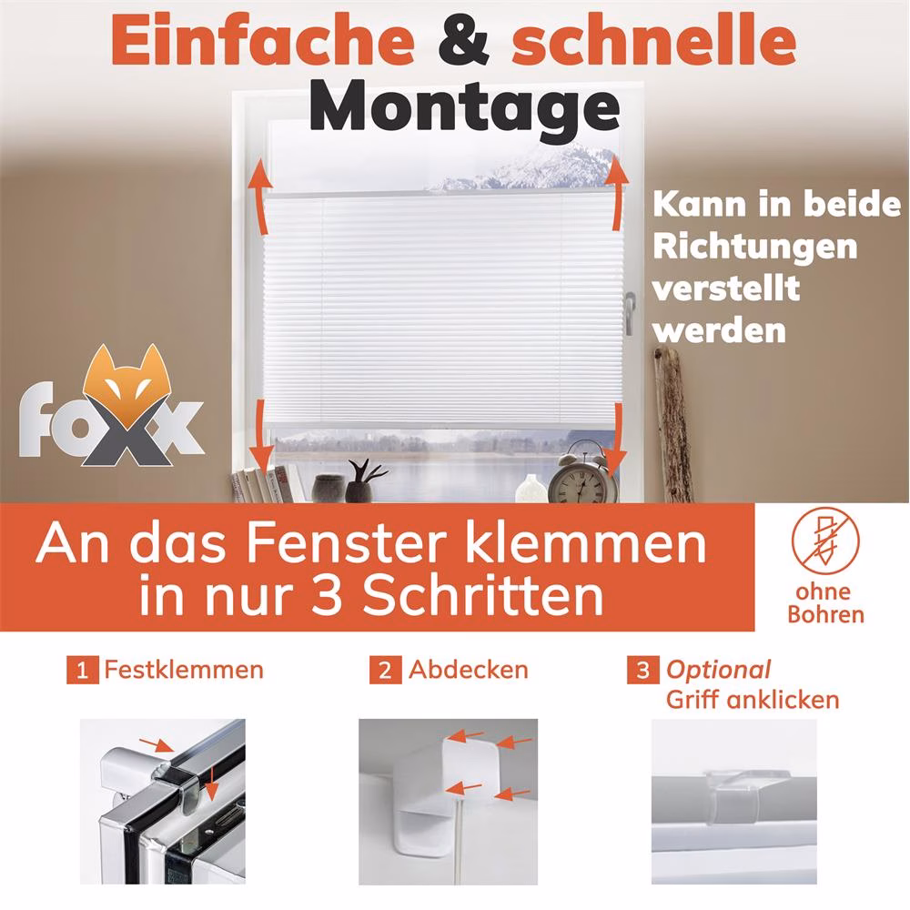 Bild 4 Plissee Klemmfix Standardmaß Verdunkelung
