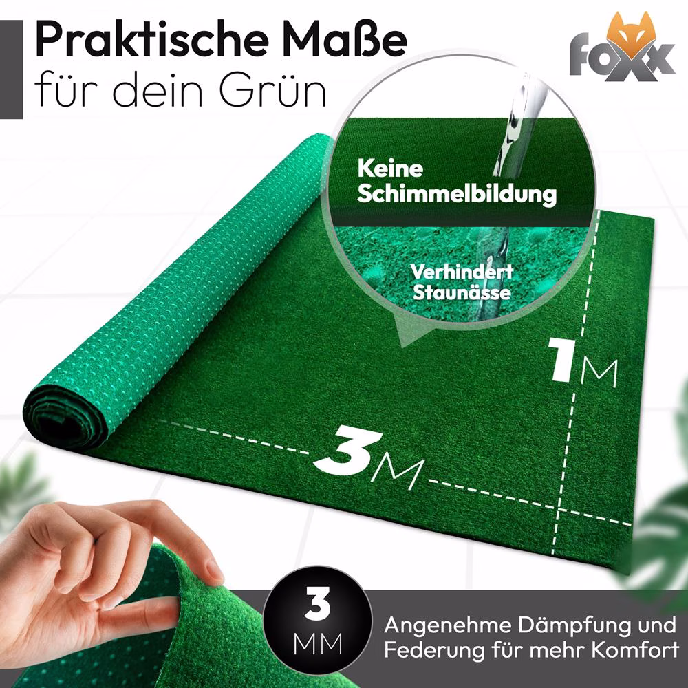 Bild 6 Kunstrasen Filz für Garten, Balkon oder Terrasse grün 1x3 m Rolle
