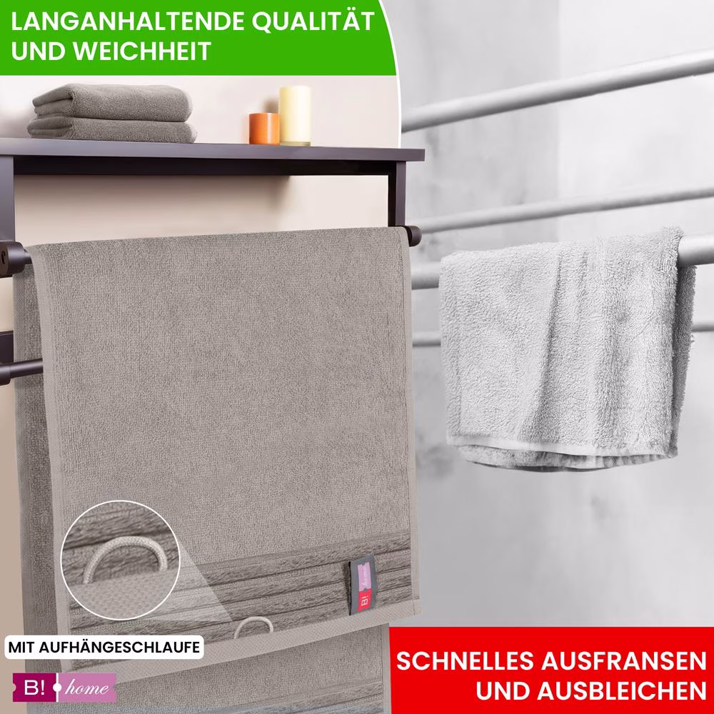 Bild 5 2er Set Saunatücher Plain grau-beige 90x200