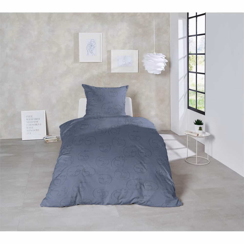 Bild 1 Bettwäsche-Feinbiber rauchblau 135x200/80x80