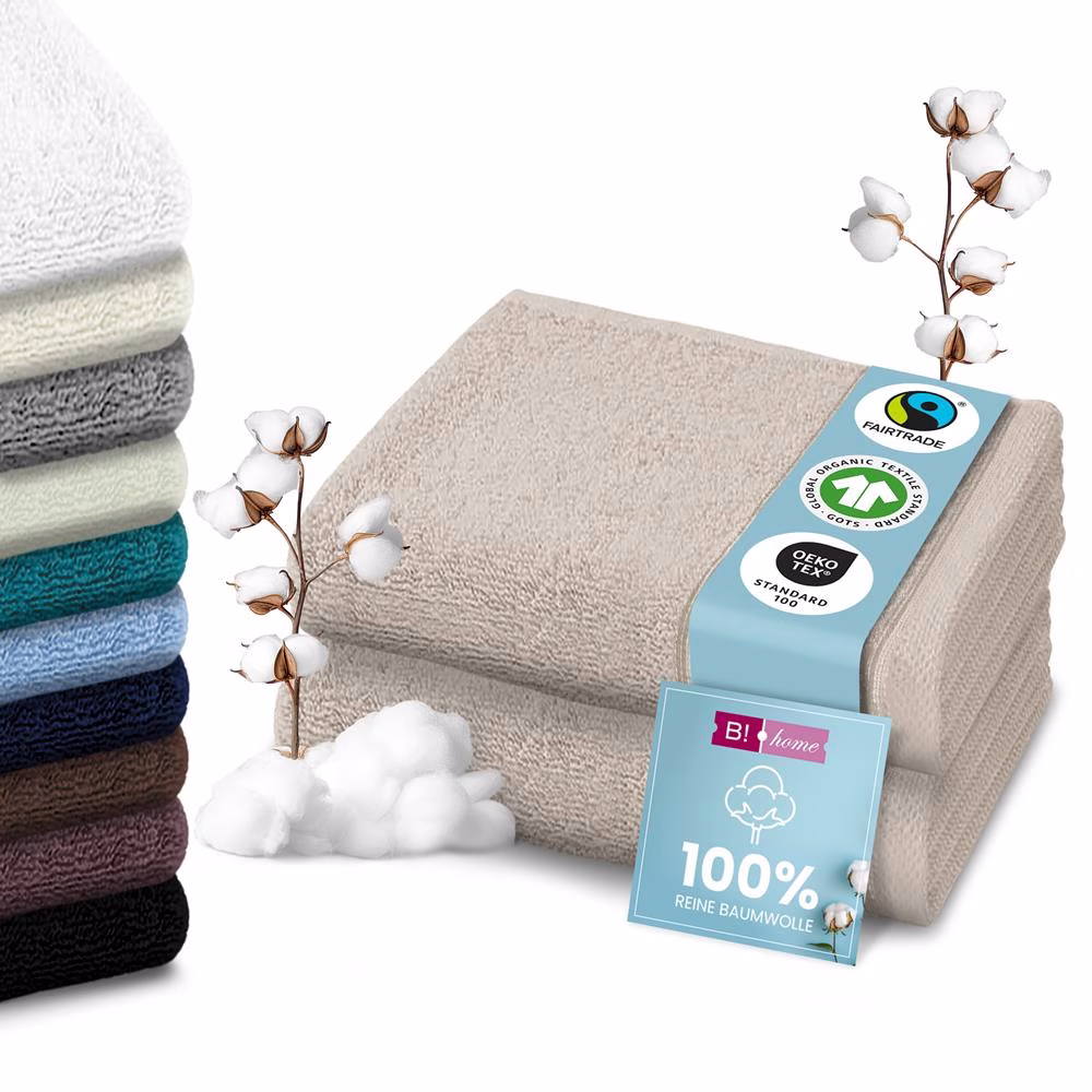 Bild 1 2er Set Saunatücher Plain grau-beige 90x200