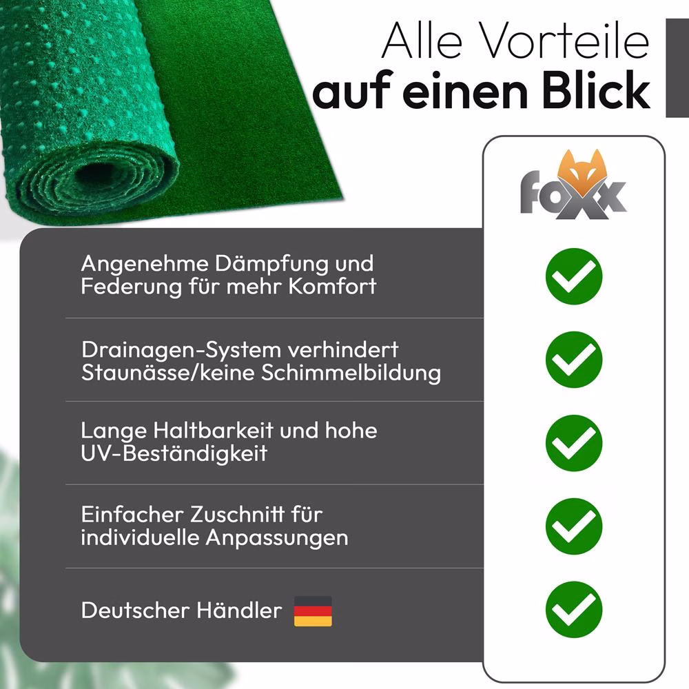 Bild 7 Kunstrasen Filz für Garten, Balkon oder Terrasse grün 1x2 m Rolle