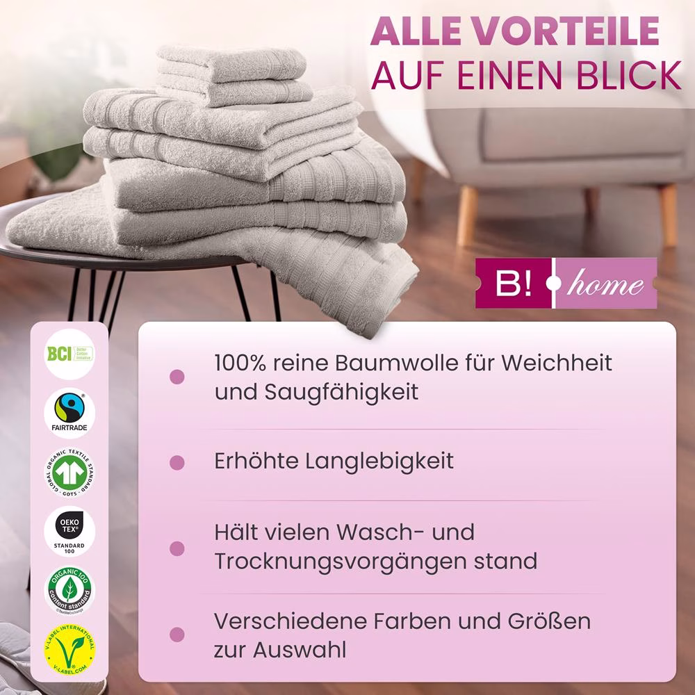 Bild 7 4er Set Duschtücher Plain grau-beige 70x140