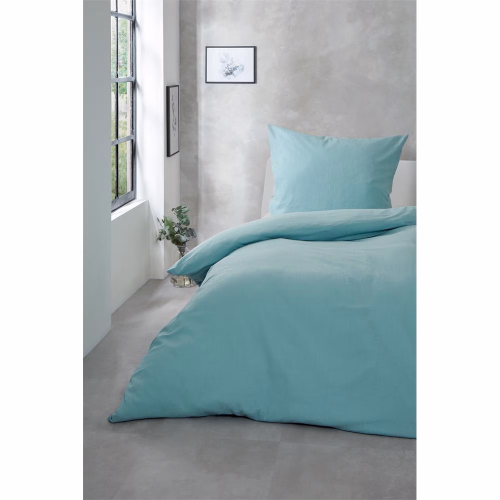 Bild 1 Bettwäsche Bio-Crepe aqua-blaugrün 155x220 cm