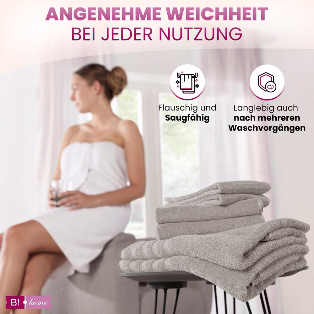 Bild 3 4er Set Duschtücher Plain grau-beige 70x140