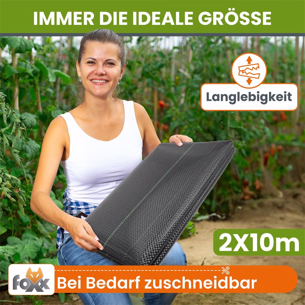Bild 2 Unkrautvlies 2x10 m 90g/m² Reißfestes Gartenvlies gegen Unkraut Unkrautfolie