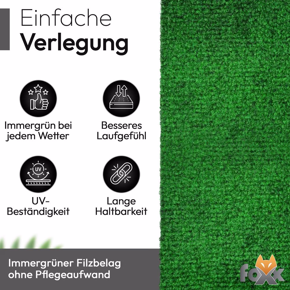 Bild 5 Kunstrasen Filz für Garten, Balkon oder Terrasse grün 1x2 m Rolle