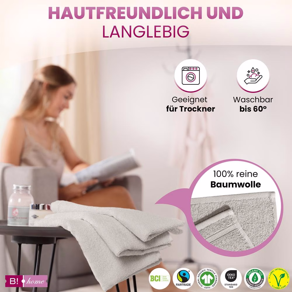 Bild 6 4er Set Duschtücher Plain grau-beige 70x140